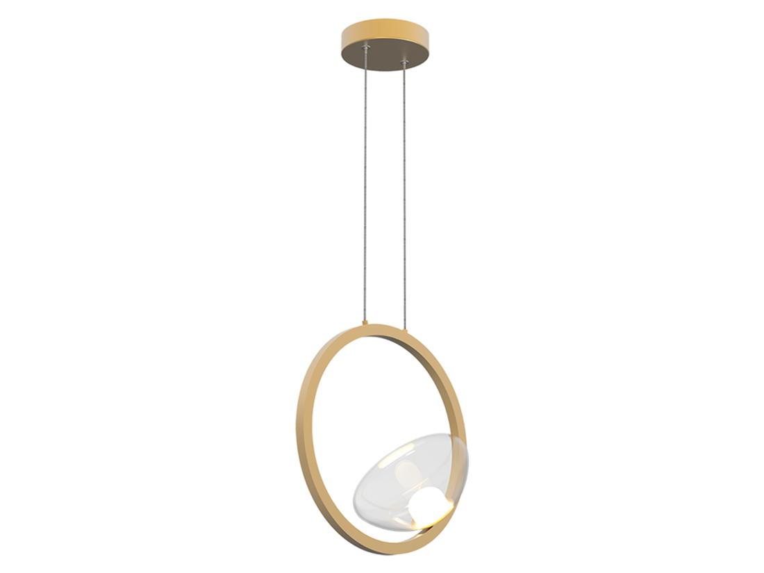 Závěsné LED svítidlo kruhové matně zlaté 7W ø32cm