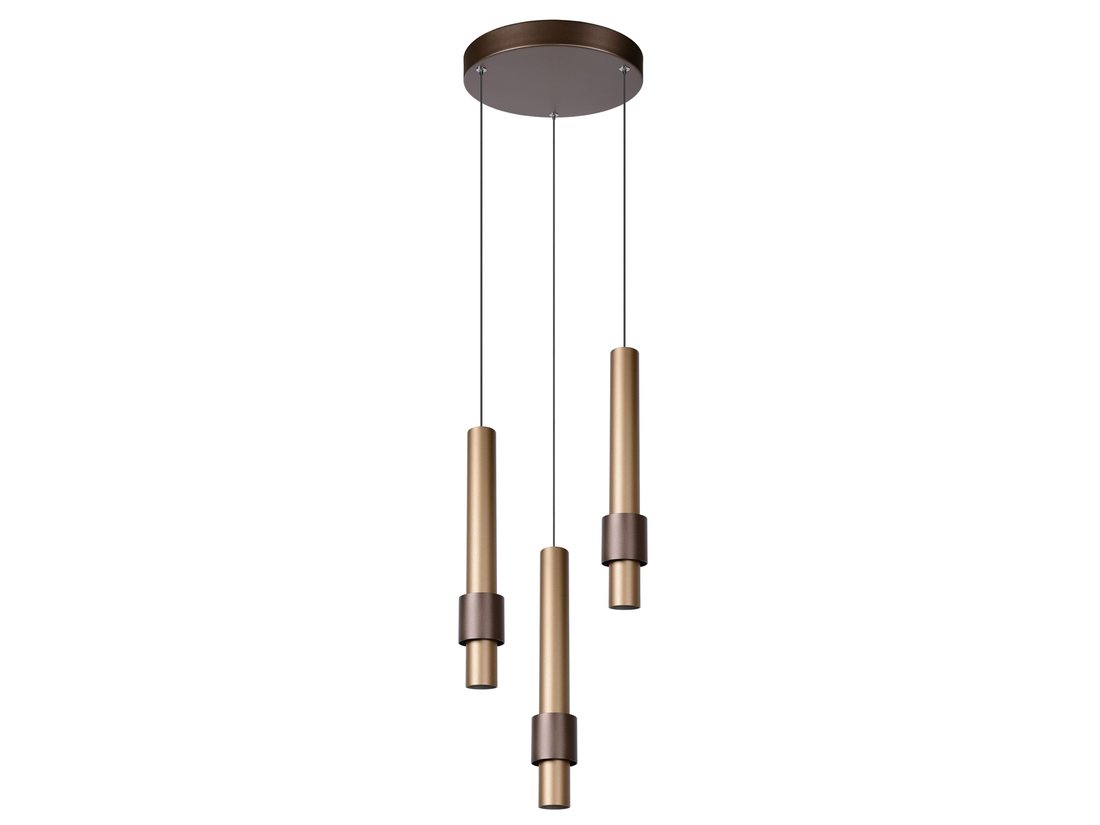 Závěsné LED svítidlo Margary kávové, 3x4W, 2700K, ø25cm