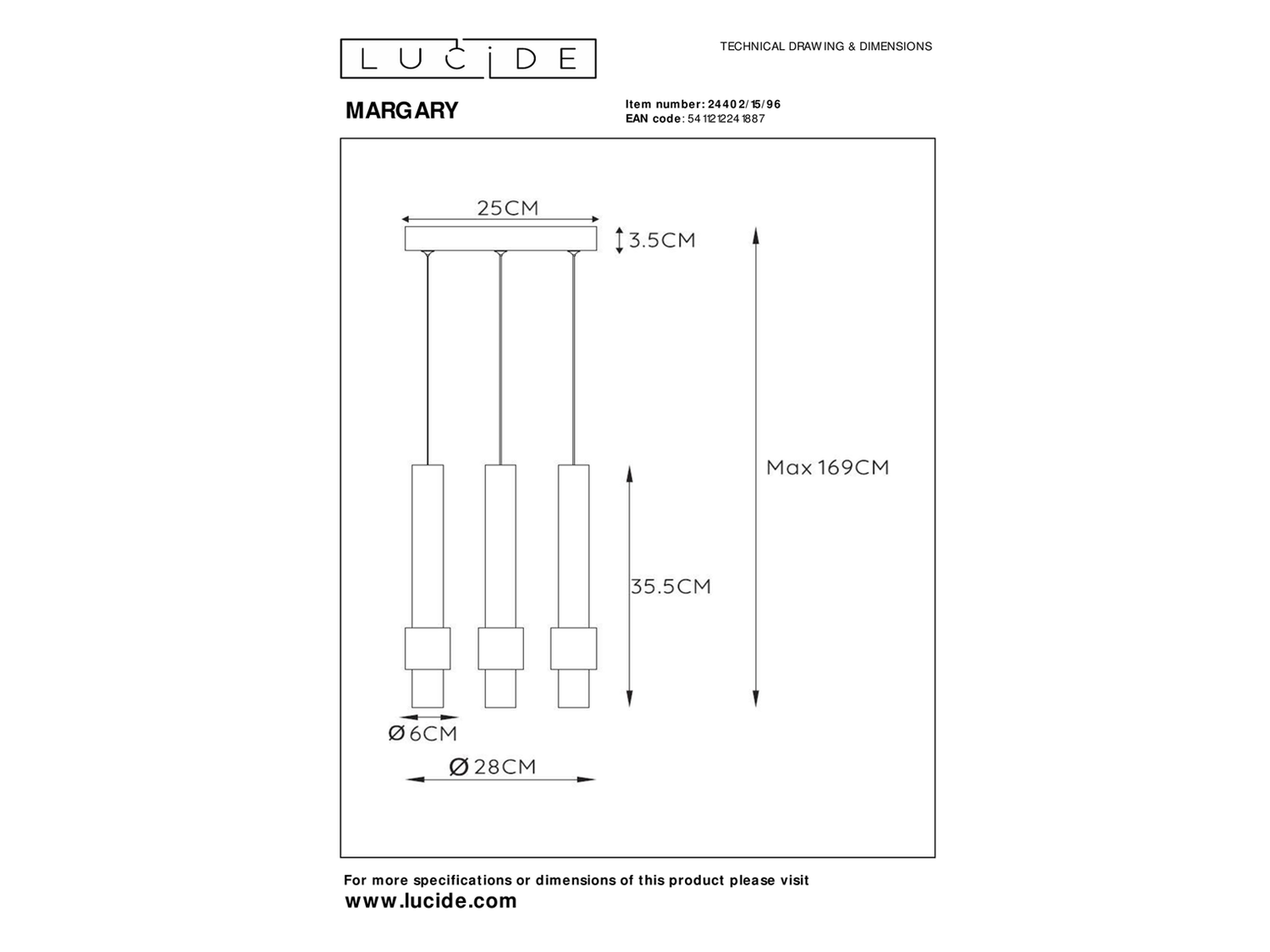 Závěsné LED svítidlo Margary kávové, 3x4W, 2700K, ø25cm