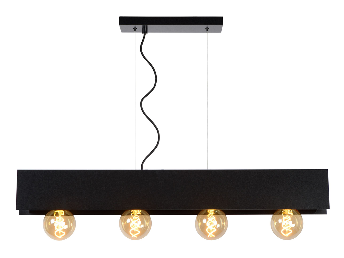 Závěsné svítidlo Surtus, černé, 4xE27, 90cm