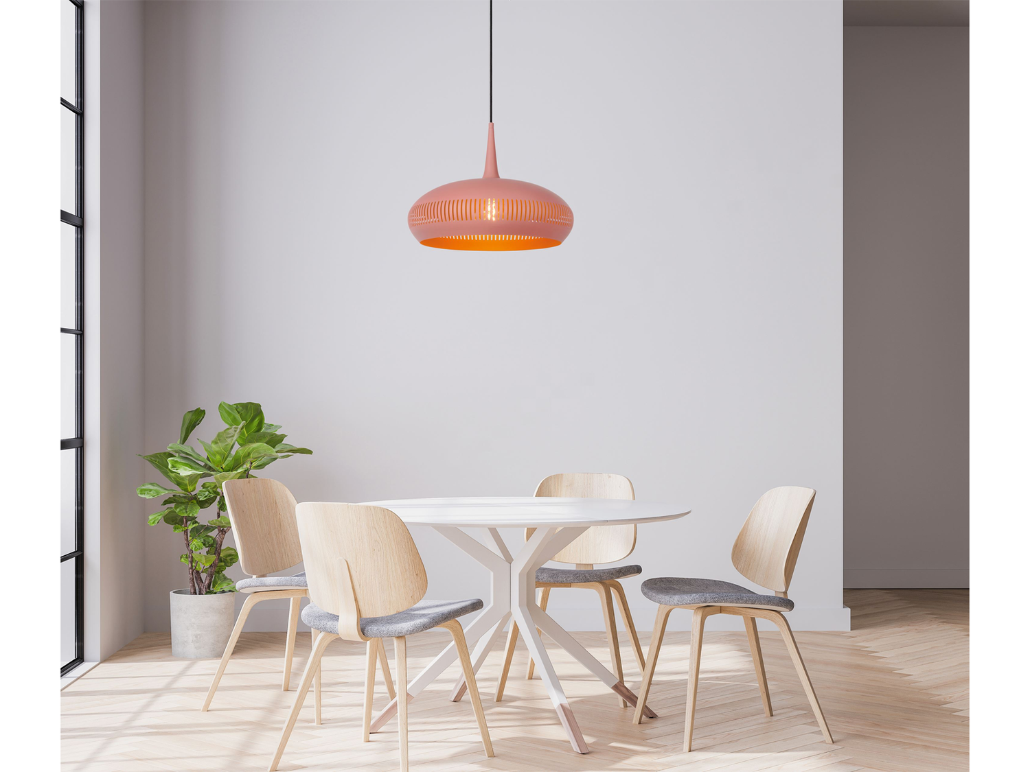 Závěsné svítidlo Rayco růžové, E27, ø45cm