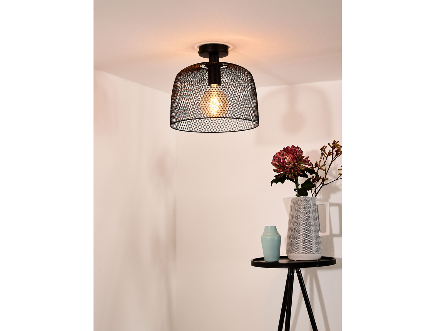 Stropní svítidlo Mesh černé, E27, ø29,5cm