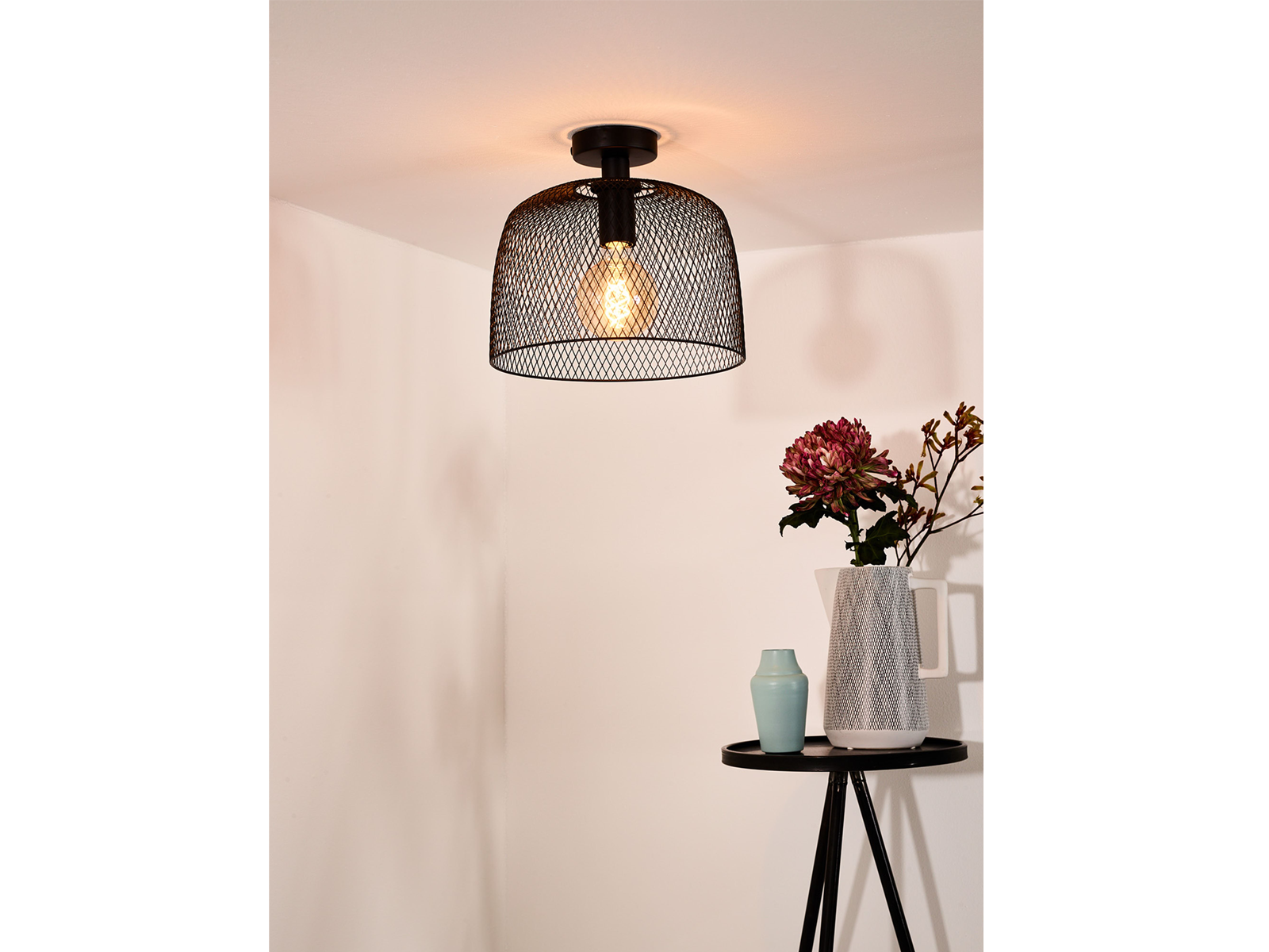 Stropní svítidlo Mesh černé, E27, ø29,5cm