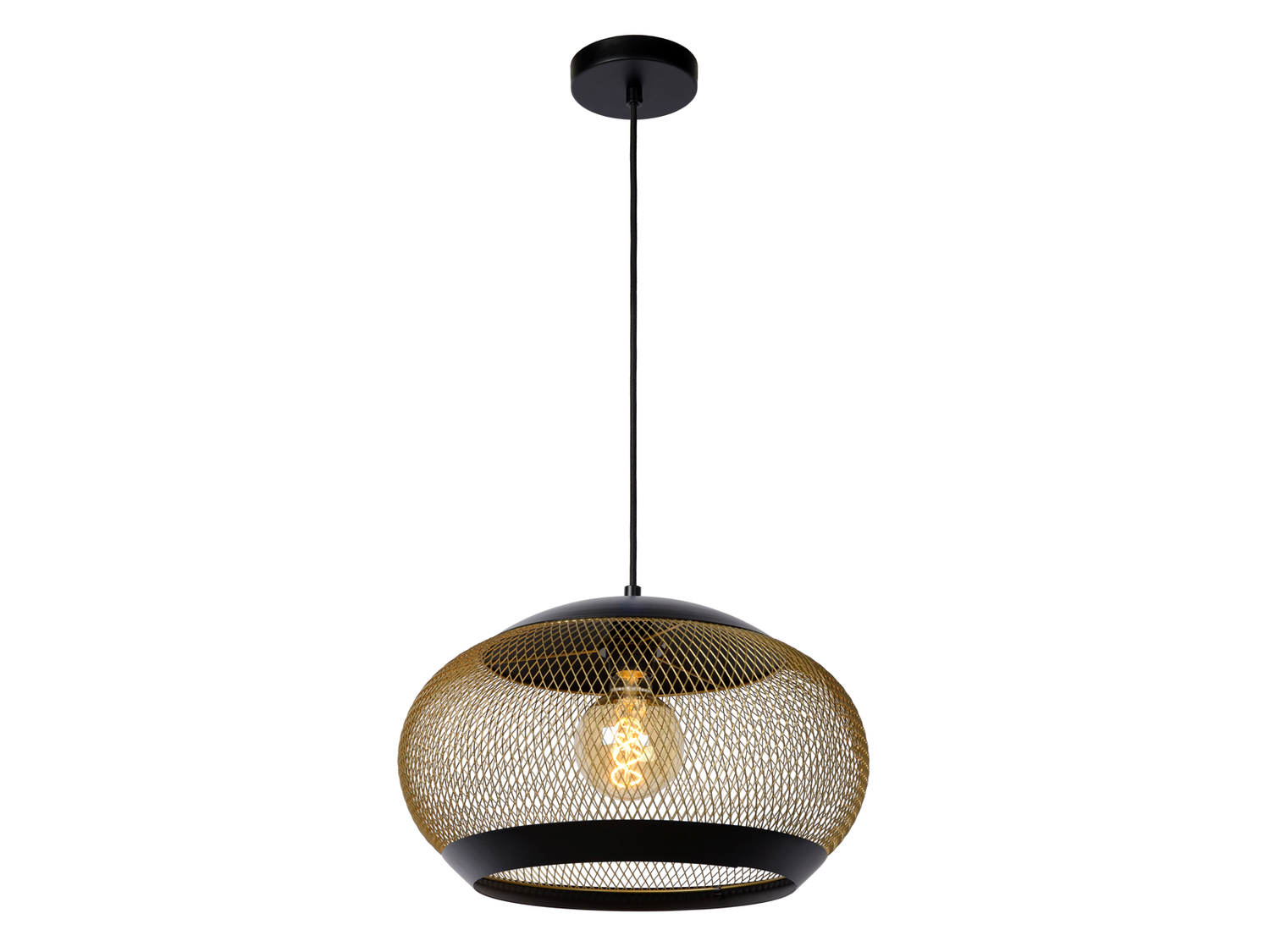 Závěsné svítidlo Lucas matně zlaté/černé, E27, ø40cm