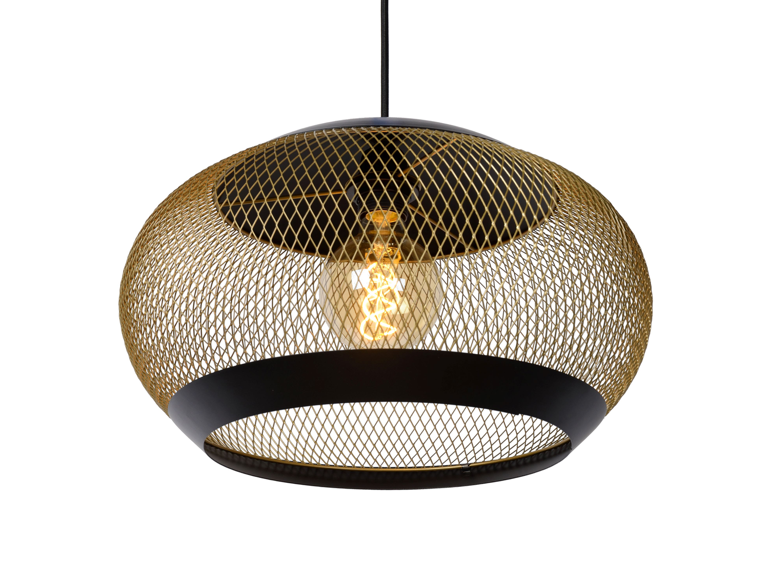 Závěsné svítidlo Lucas matně zlaté/černé, E27, ø40cm