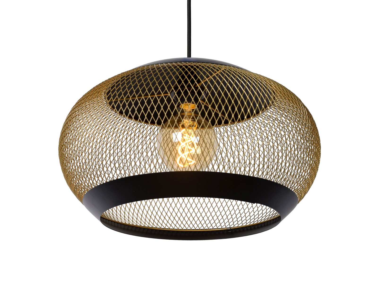 Závěsné svítidlo Lucas matně zlaté/černé, E27, ø40cm