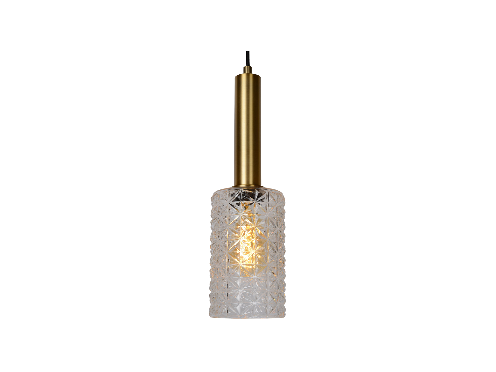 Závěsné svítidlo Coralie matně zlatá/transparentní, 7xE27, 132cm