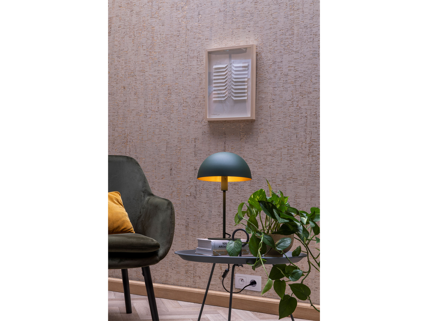 Stolní lampa Siemon, zelená, E14, 40cm