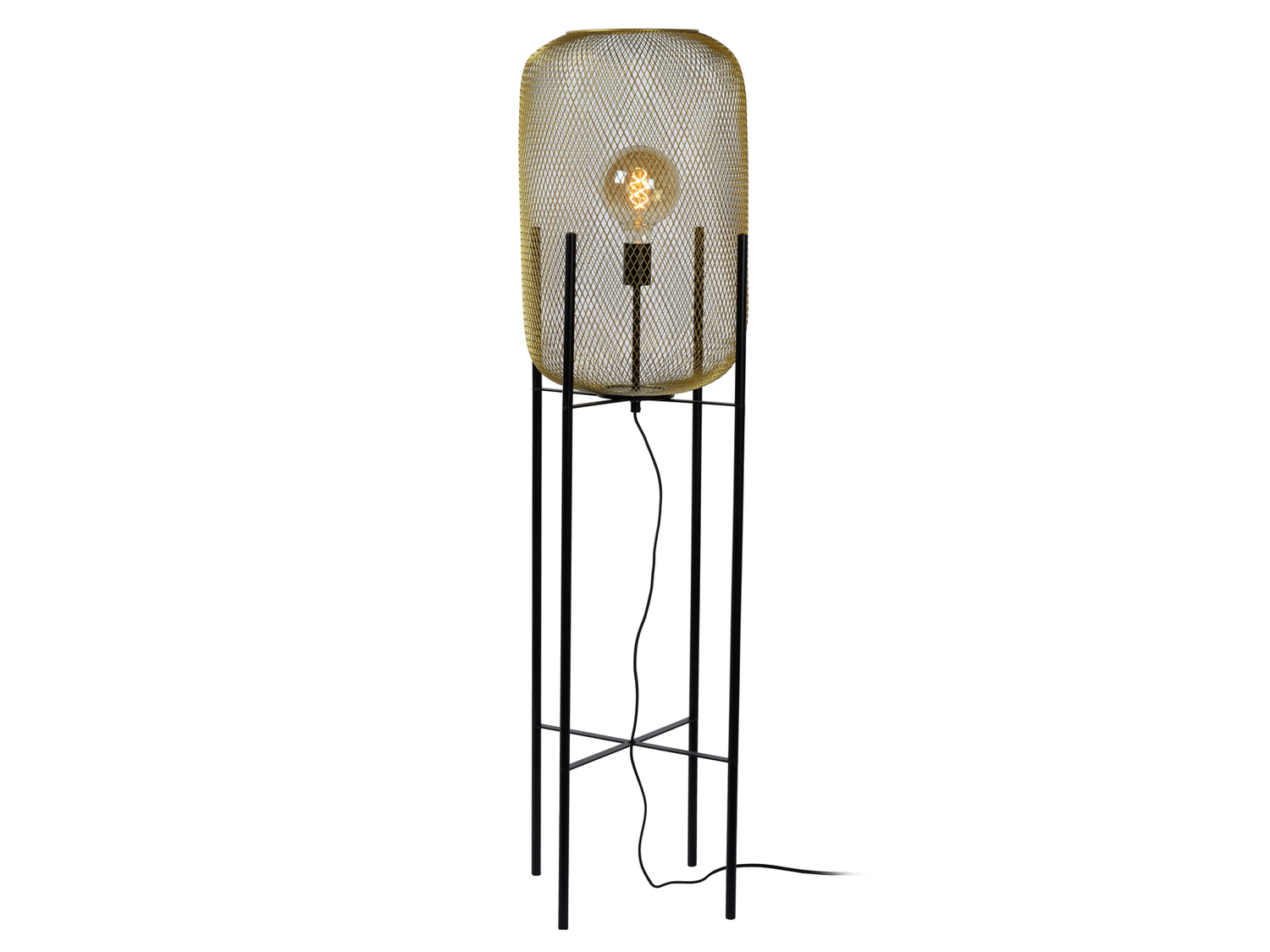 Stojací lampa Mesh matně zlaté / mosaz, E27, 135cm
