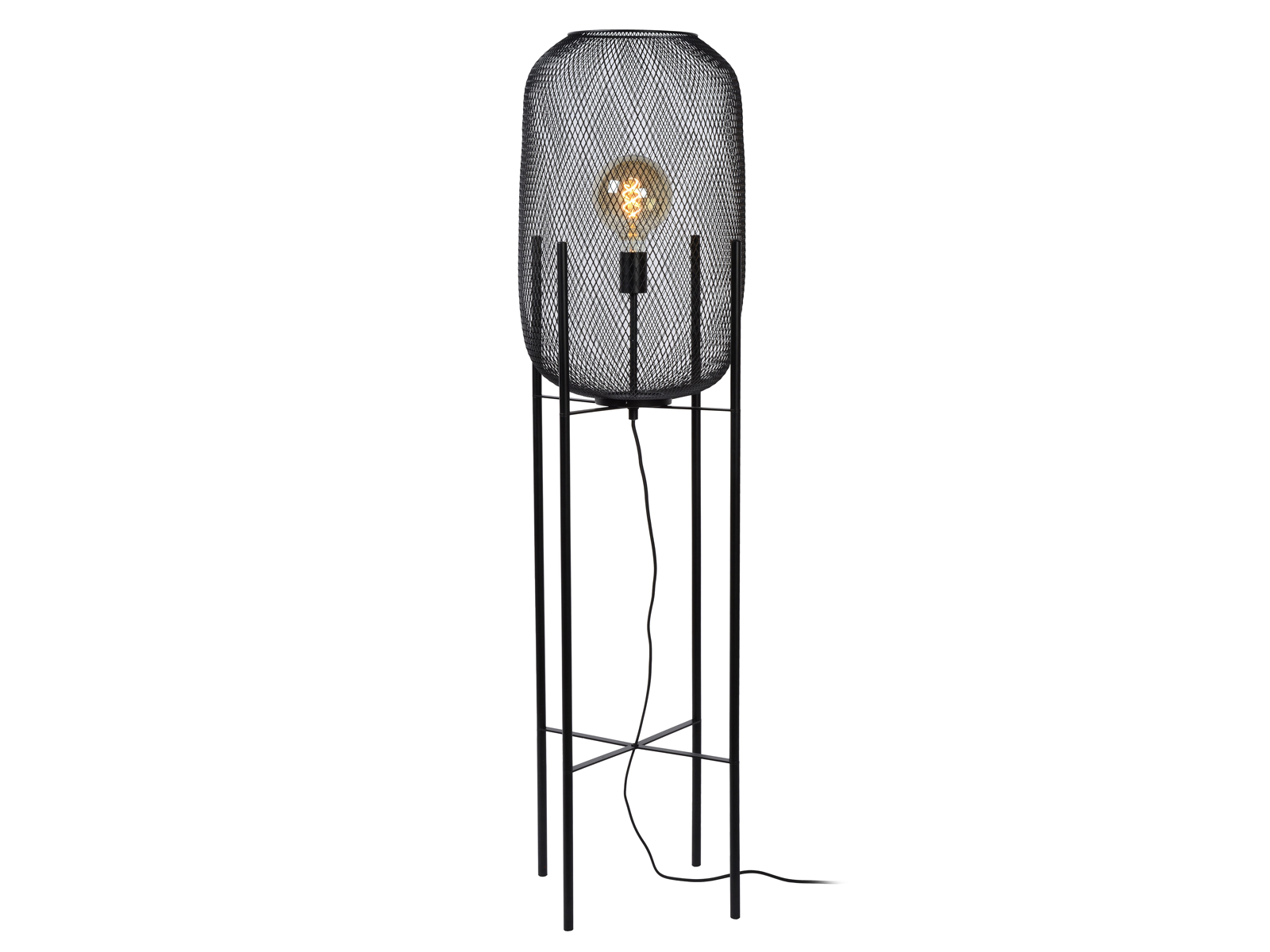 Stojací lampa Mesh černá, E27, 135cm