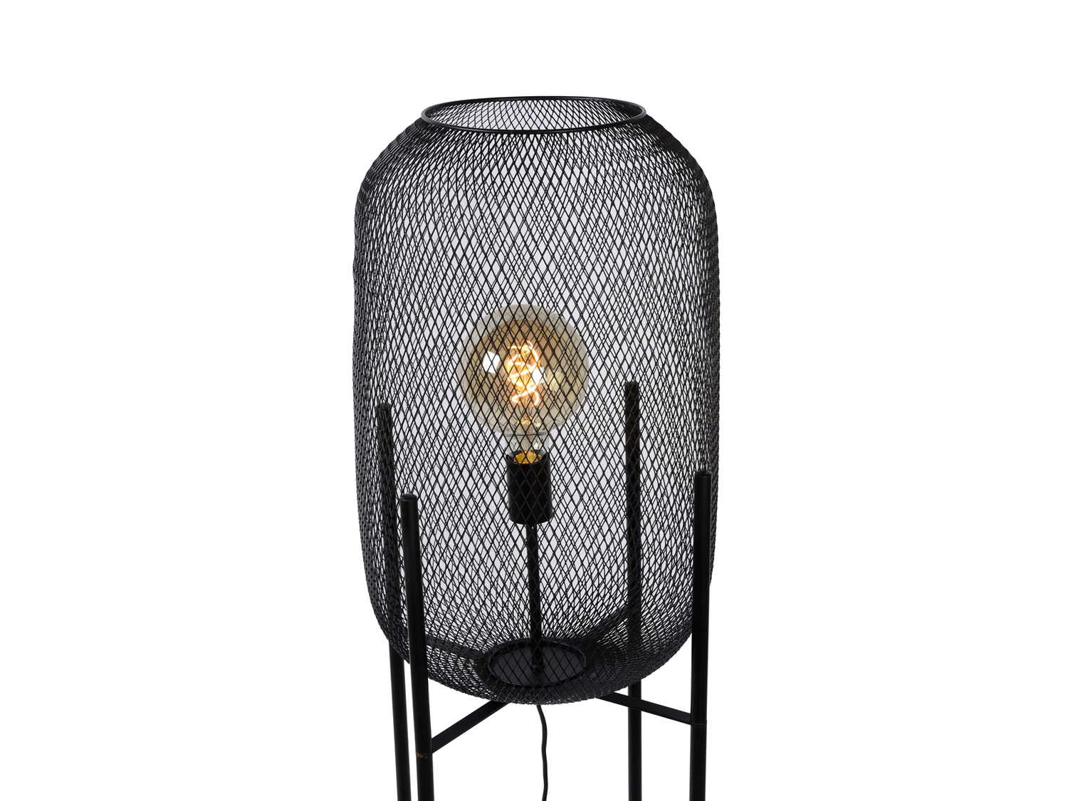 Stojací lampa Mesh černá, E27, 135cm