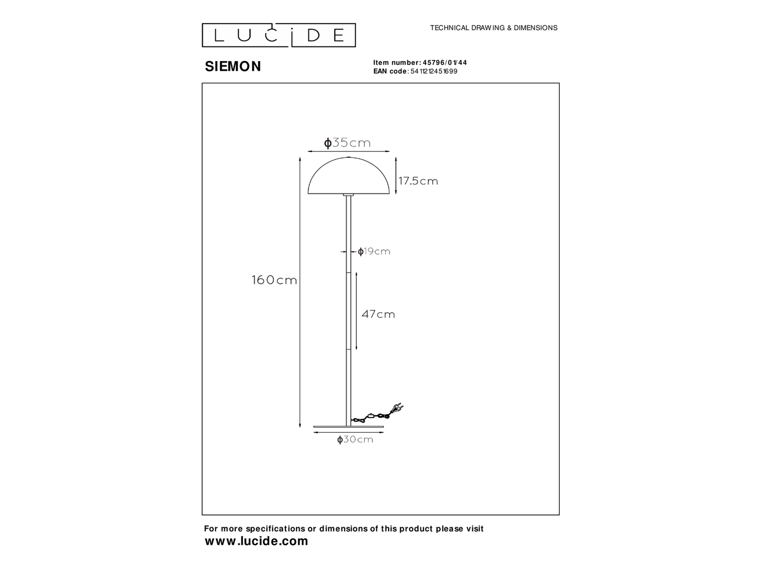Stojací lampa Siemon, okrově žlutá, E27, 160cm
