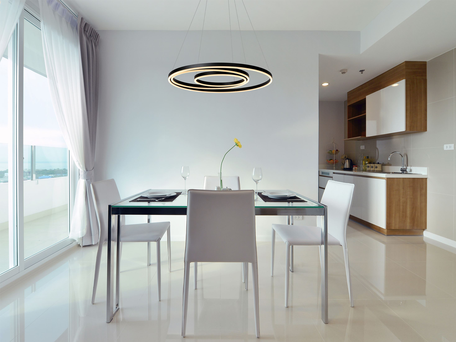 Závěsné LED svítidlo Triniti černé, 32W, 3000K, ø80cm