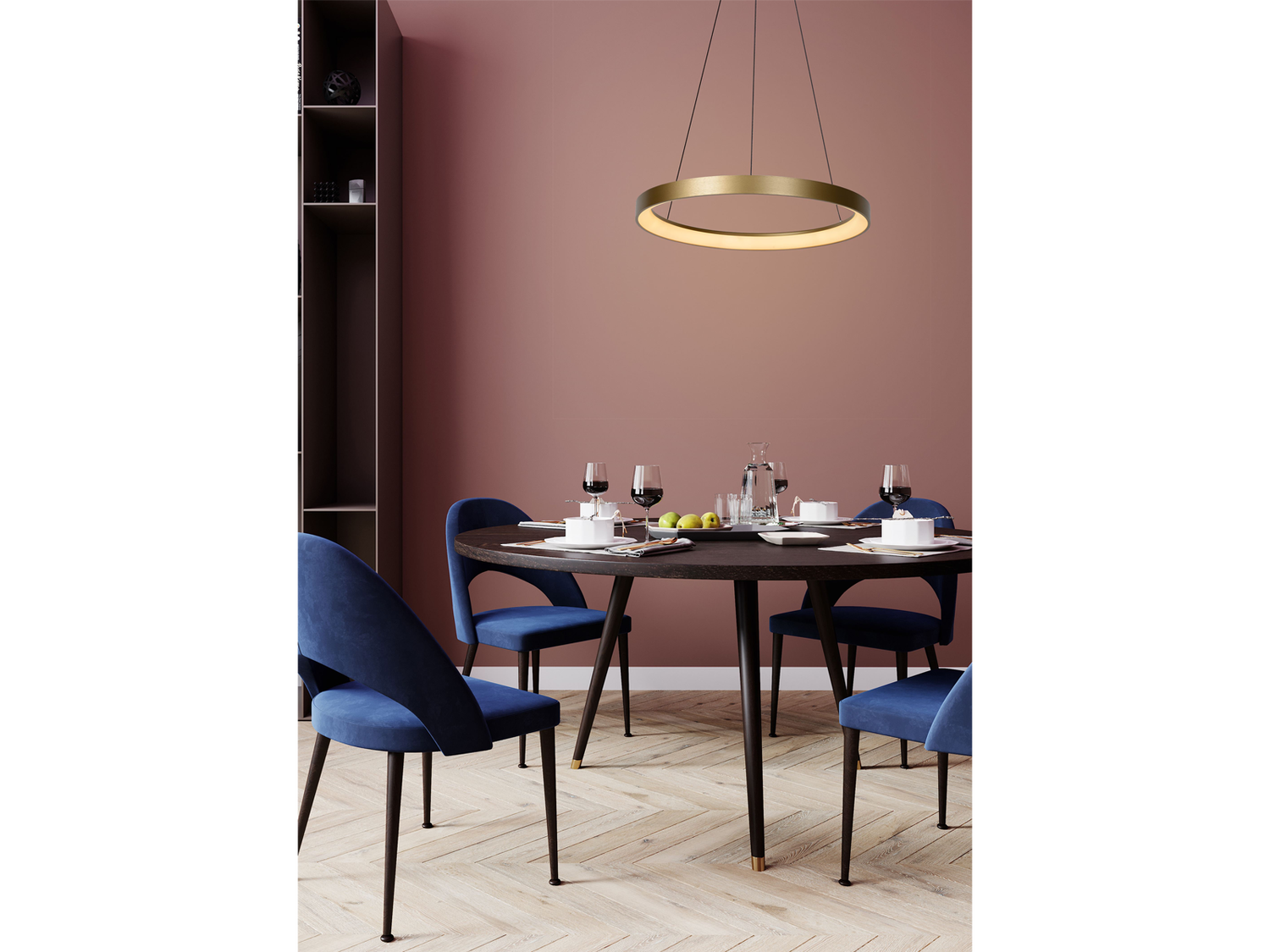Závěsné LED svítidlo Vidal matně zlaté / mosaz, 48W, 2700K, ø58cm