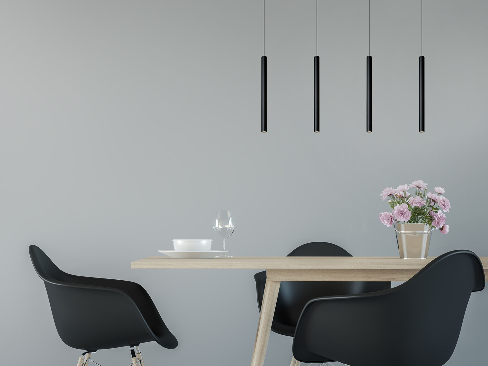 Závěsné LED svítidlo Lorenz černé, 4x4W, 3000K, 120cm