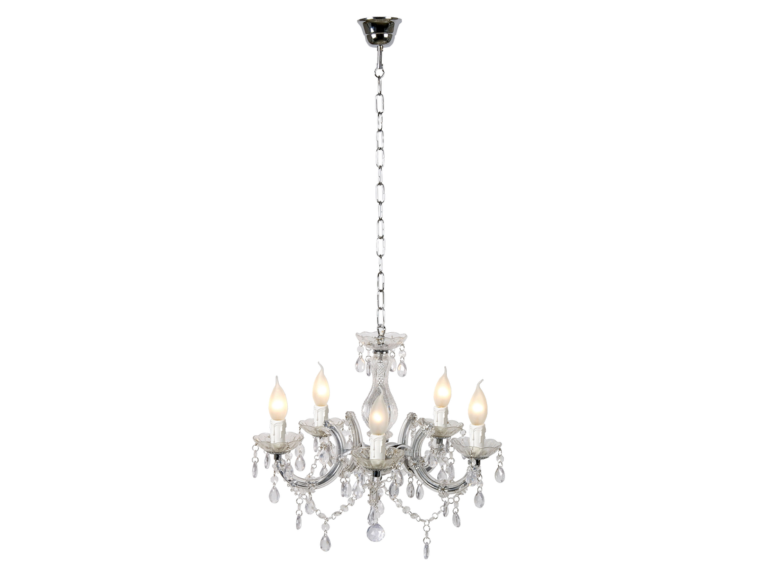 Závěsný lustr Arabesque, průhedný, 5xE14, ø45cm