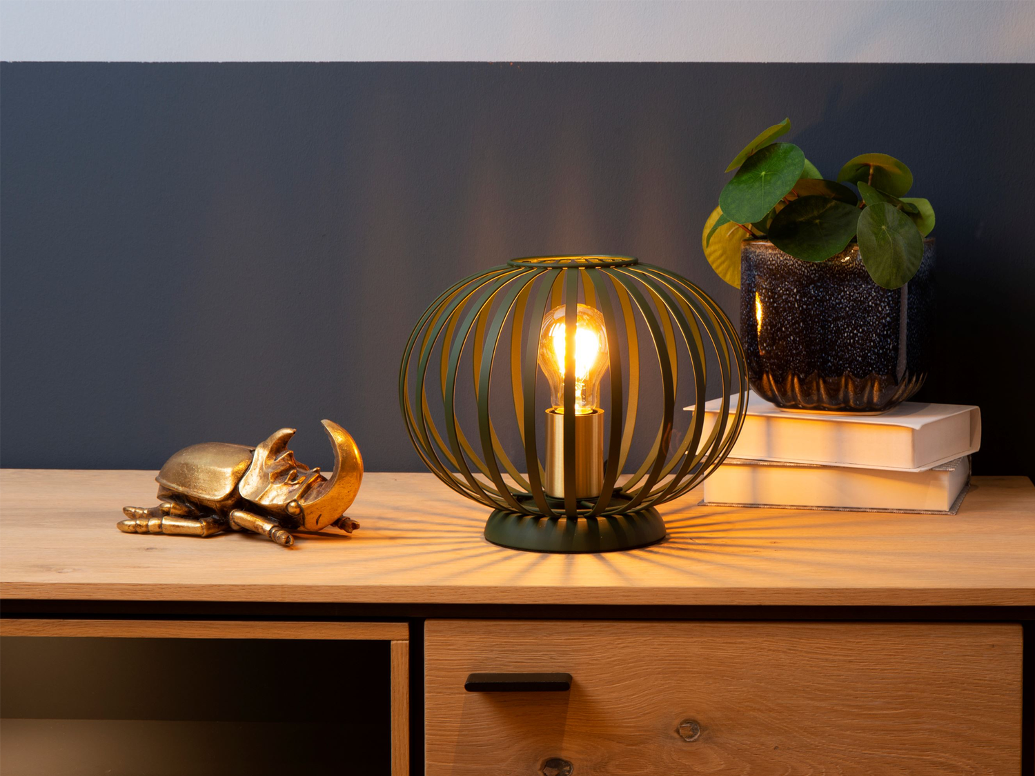 Stolní lampa Manuela zelená, E27, ø25,5cm