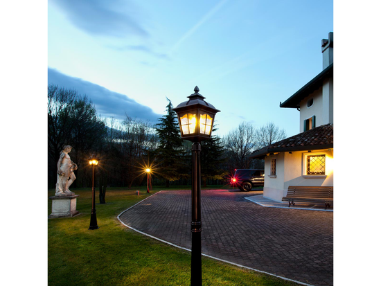 Stojací lampa York černo hnědá, E27, 218,6cm