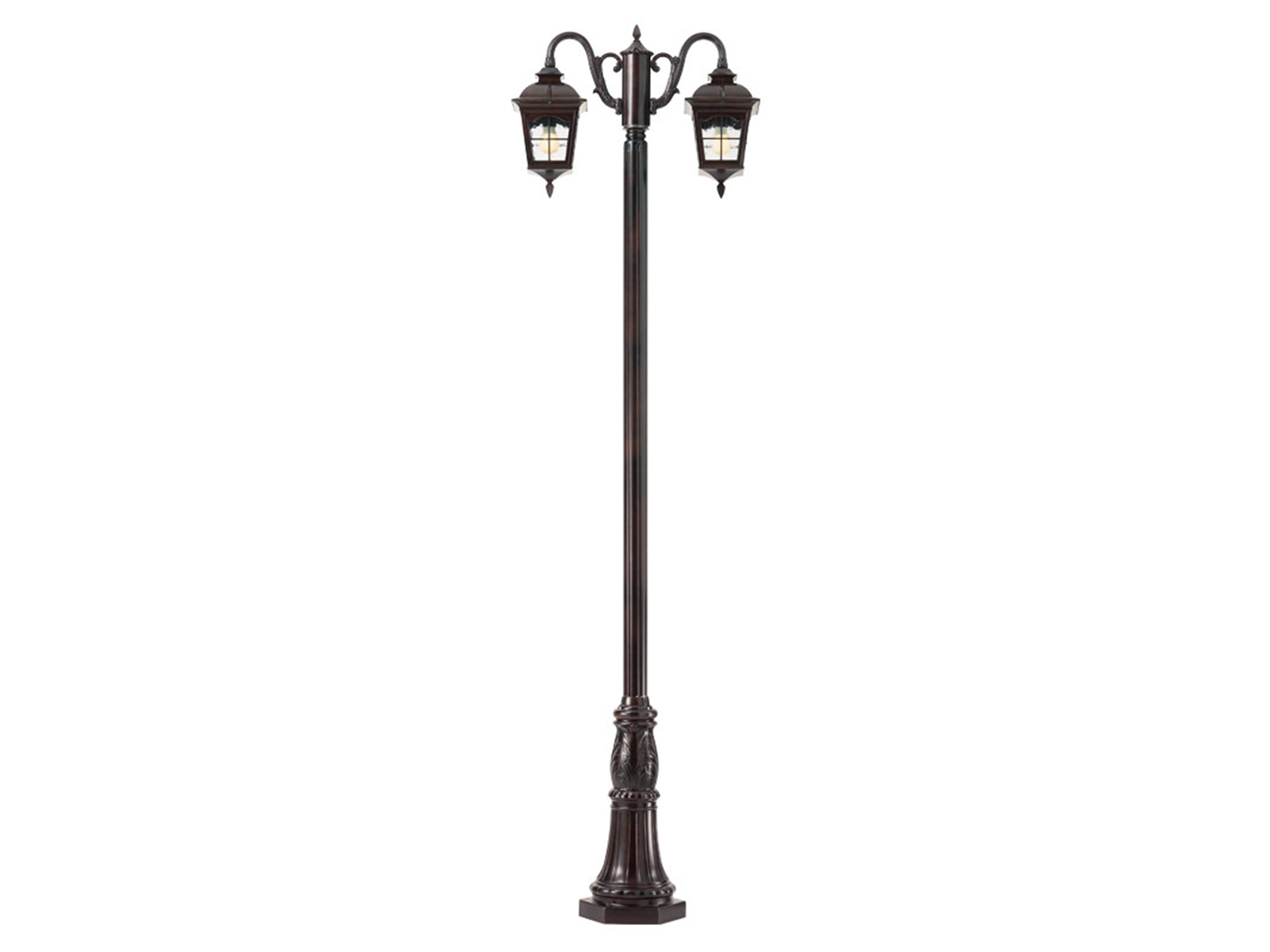 Stojací lampa York černo hnědé, 2xE27, 270cm