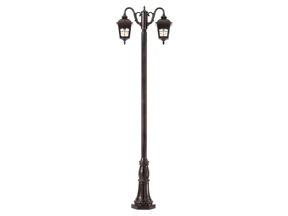 Stojací lampa York černo hnědé, 2xE27, 270cm