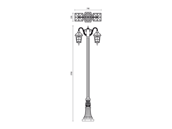 Stojací lampa York černo hnědé, 2xE27, 270cm