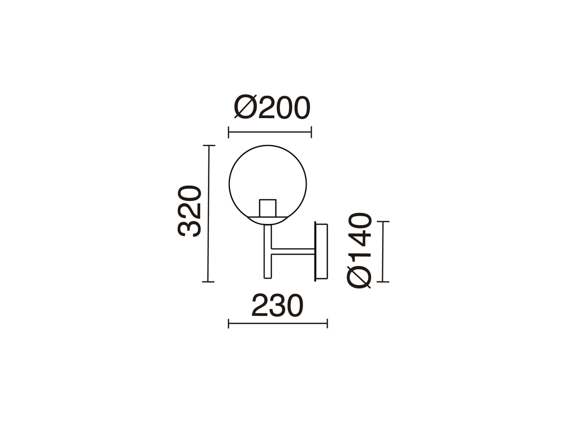 Nástěnné svítidlo Oxy, chrom, průhledné, E27, ø20cm, IP40