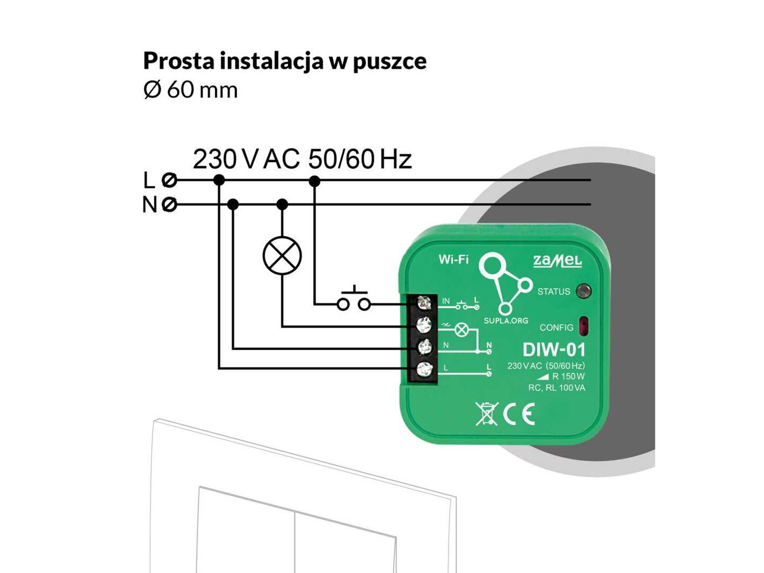 Wi-Fi stmívač osvětlení Supla DIW-01