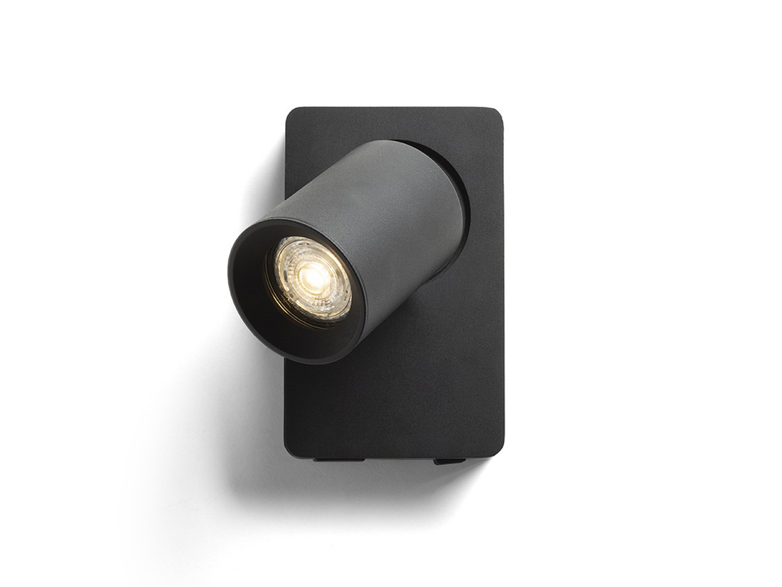 Nástěnné svítidlo VOLTERA USB, černé, 230V, GU10, 16cm