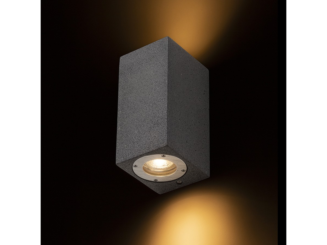 Venkovní nástěnné svítidlo KANE II beton, tmavý granit, 2xGU10, IP65, 18cm