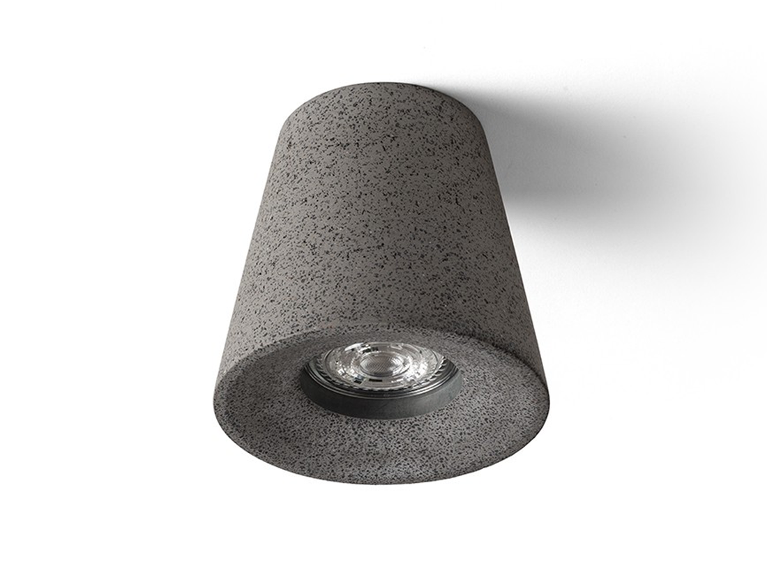Stropní svítidlo VOLCA z betonu, tmavý granit, 230V, GU10, ø11cm