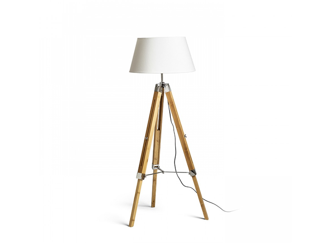 Stojanová lampa ALVIS/AMBITUS 46, bílá, bambus, E27, 100-146cm