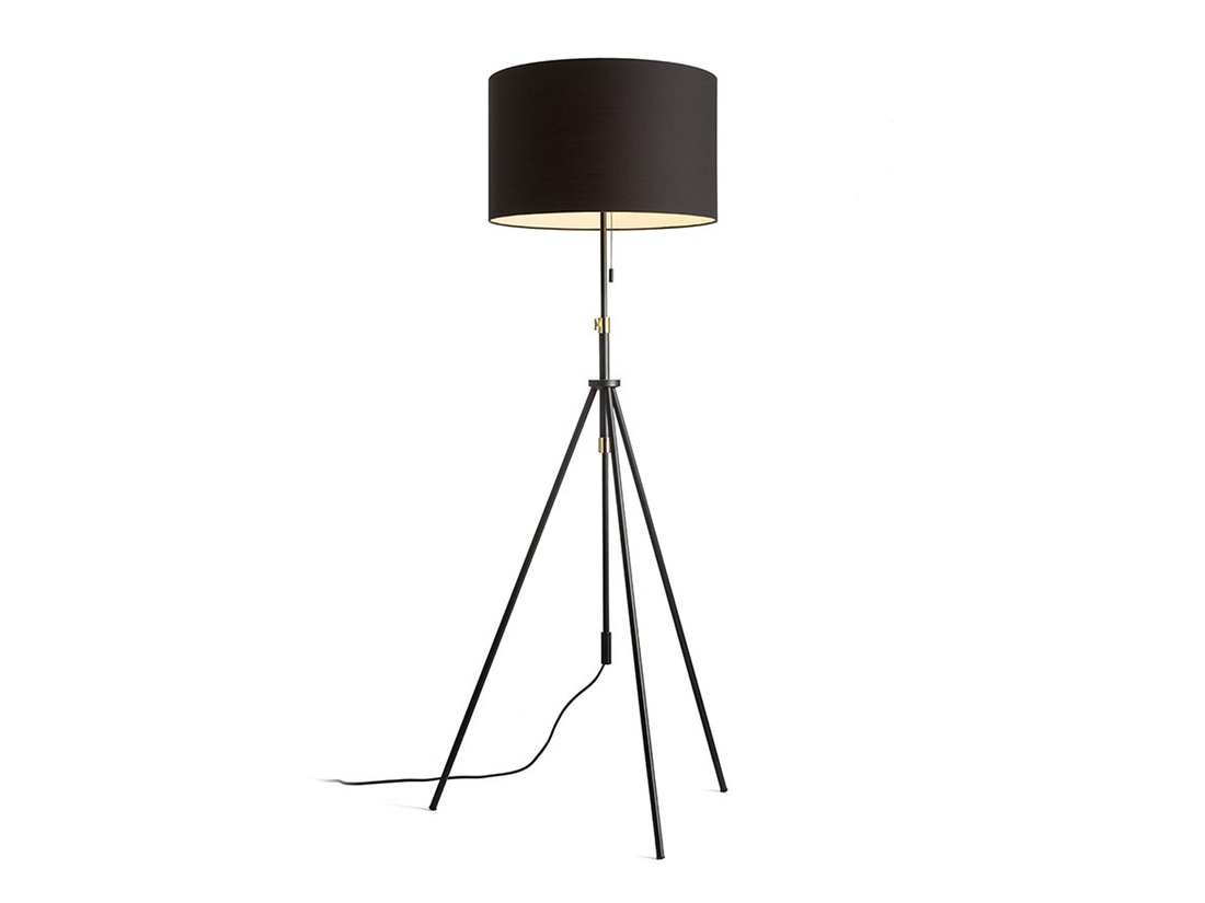 Stojanová lampa LUTON/RON 55 Polycotton černá, E27, 124-180cm