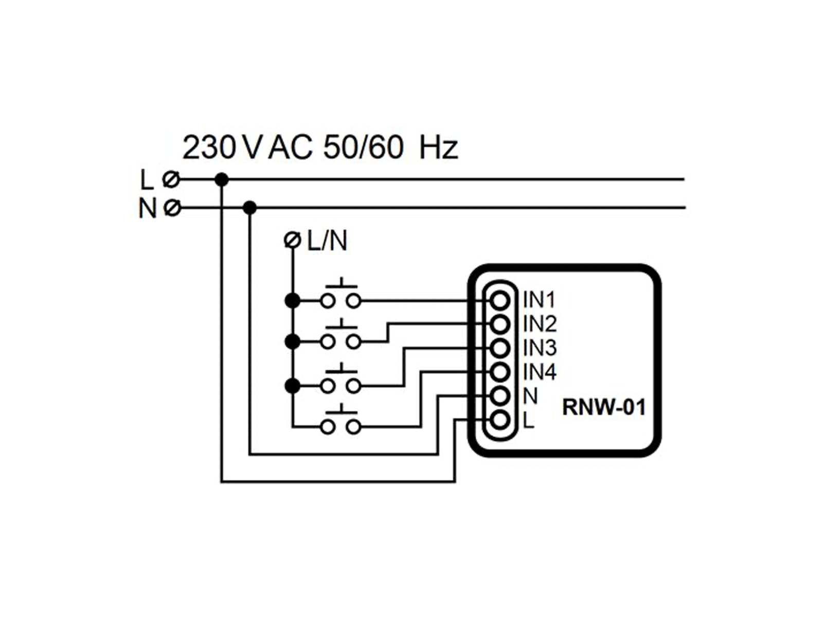 Wi-Fi 4-vstupový interface Supla RNW-01