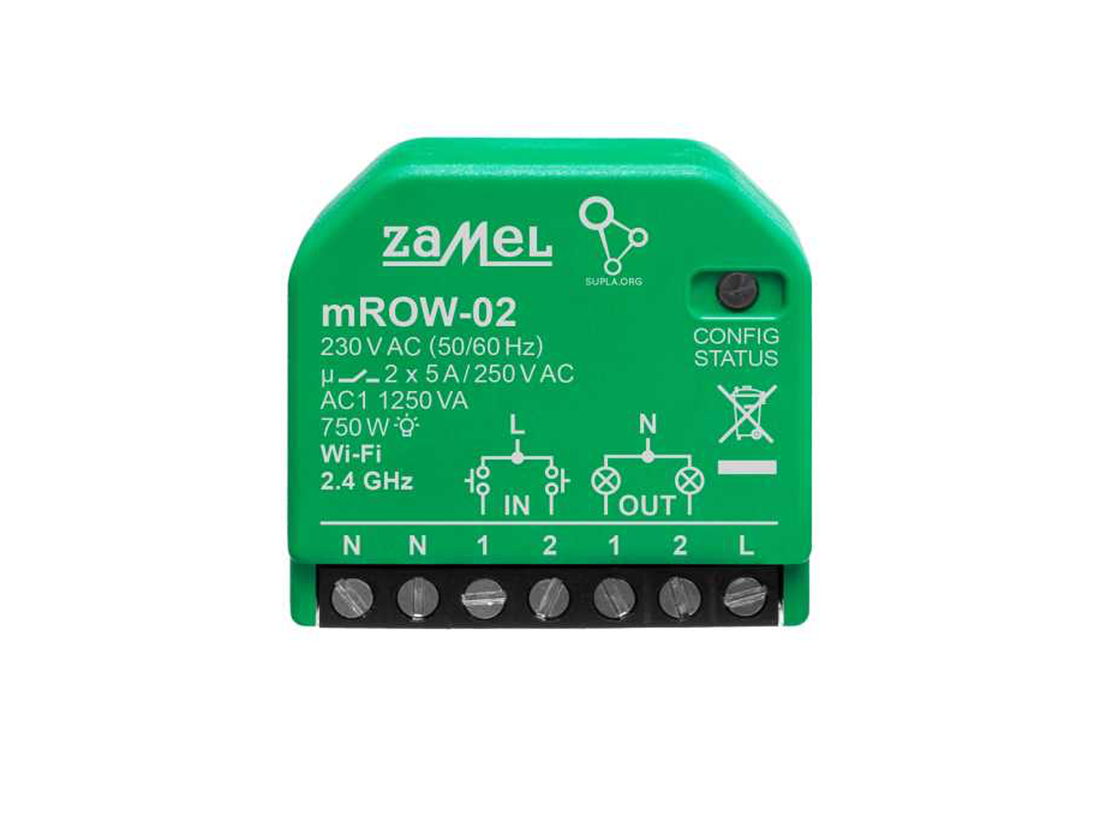 2-kanálový Wi-Fi přijímač s měřením energie Supla mROW-02