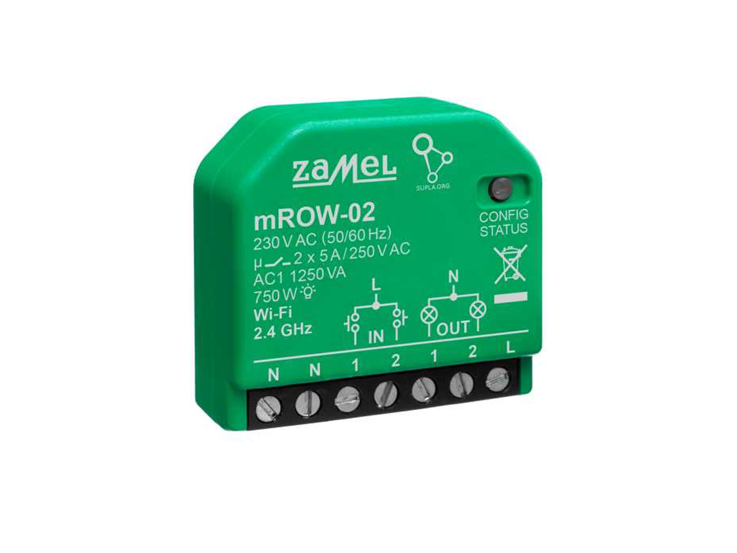 2-kanálový Wi-Fi přijímač s měřením energie Supla mROW-02