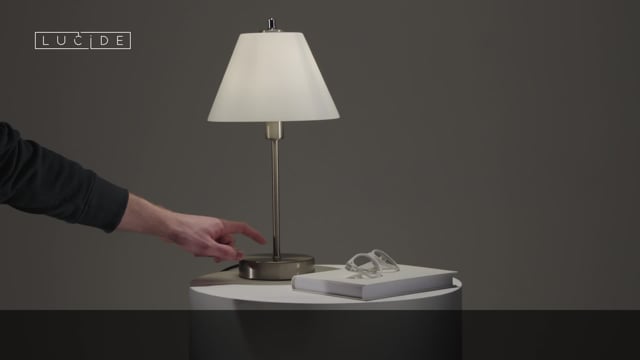 Stolní lampa Touch, saténový chrom, E14, 42cm