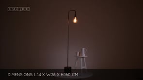 Stojací lampa Lorin, černá, E27, 160cm