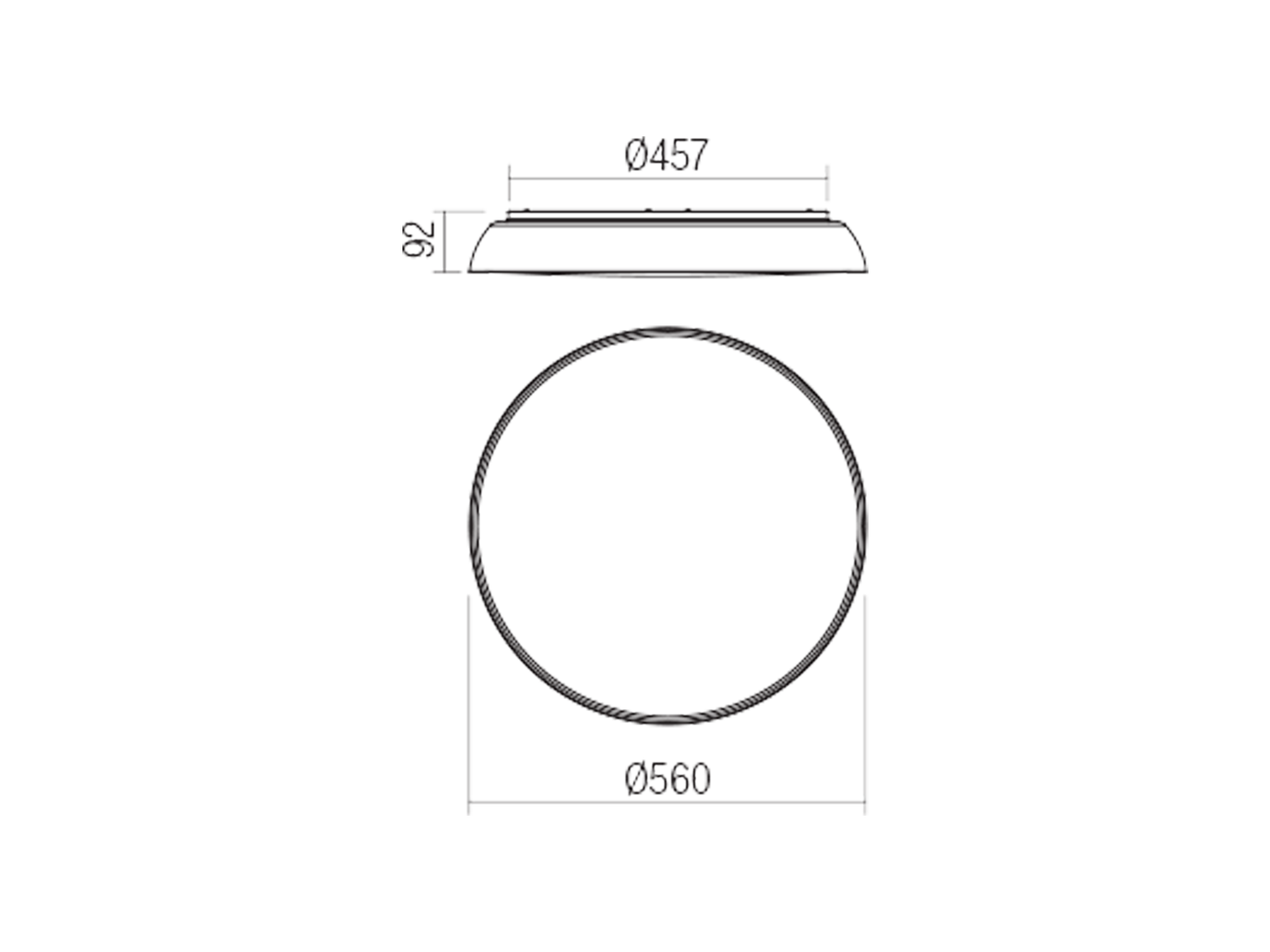 Stropní LED svítidlo Erie matně černé, 50W, 3000K, ø56cm