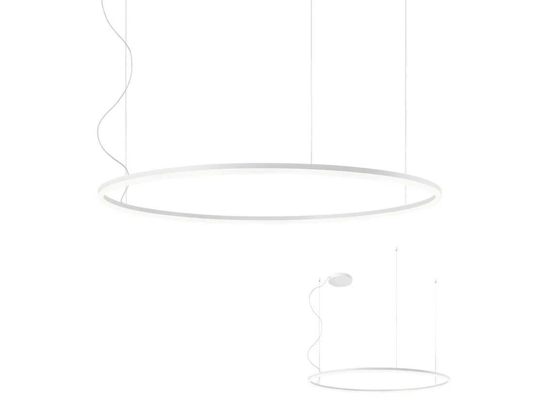 Závěsné LED stmívatelné svítidlo Orbit pískově bílá, 76W, 4000K, ø120cm