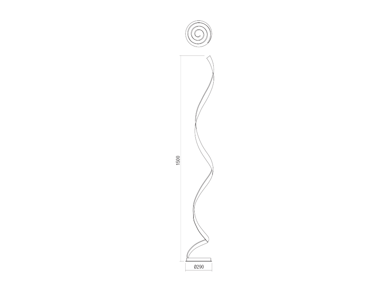 Stojací LED stmívatelná lampa Torsion bronz, 25W, 3000K, 150cm