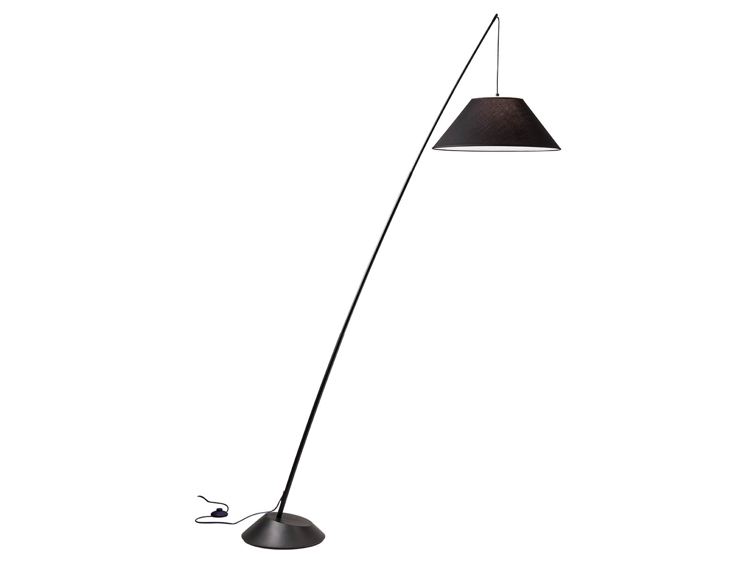 Stojací lampa Fisher matně černá, E27, 235cm
