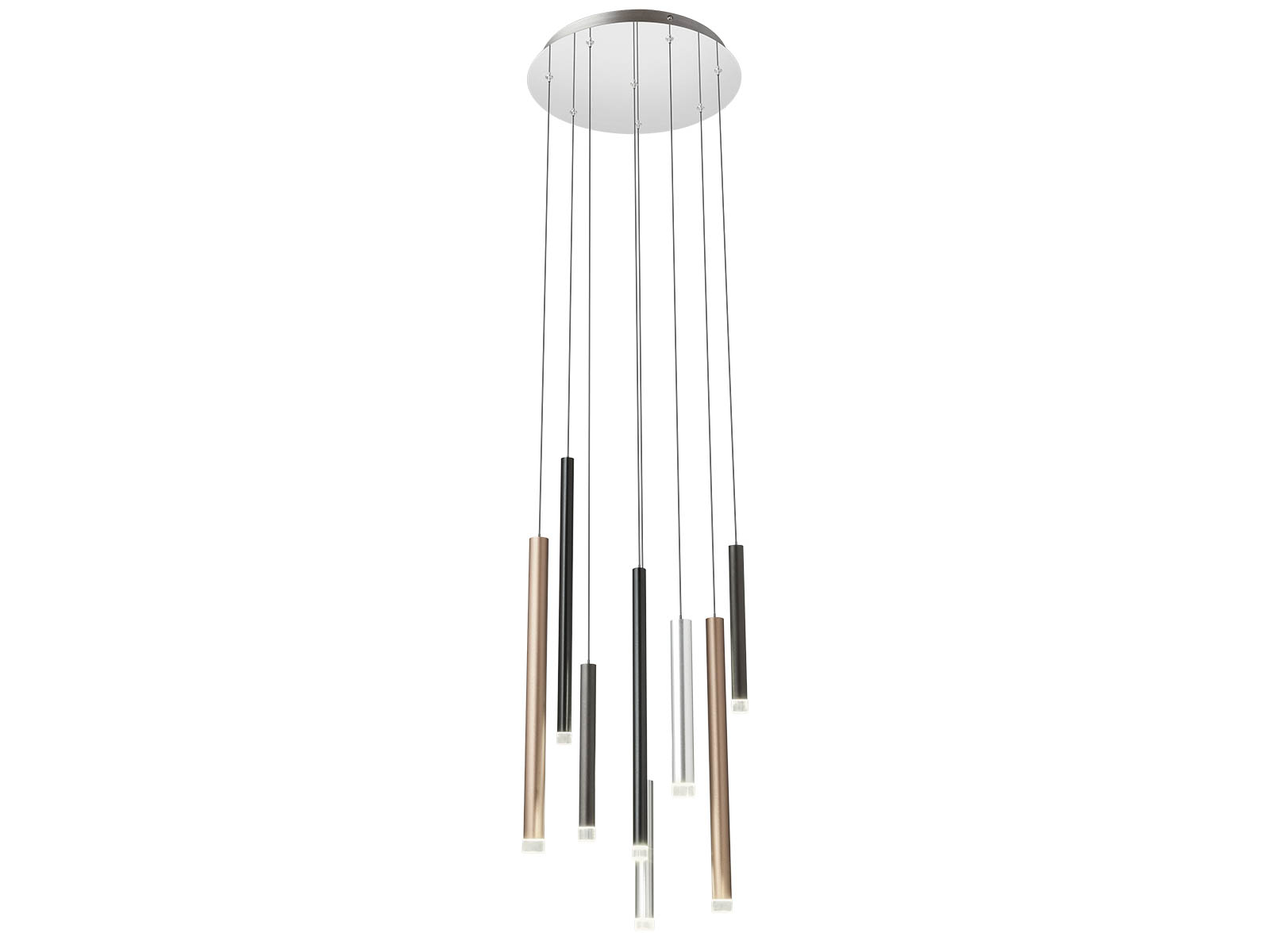Závěsné LED svítidlo Madison saténově 8L, 32W, 3000K, 250cm