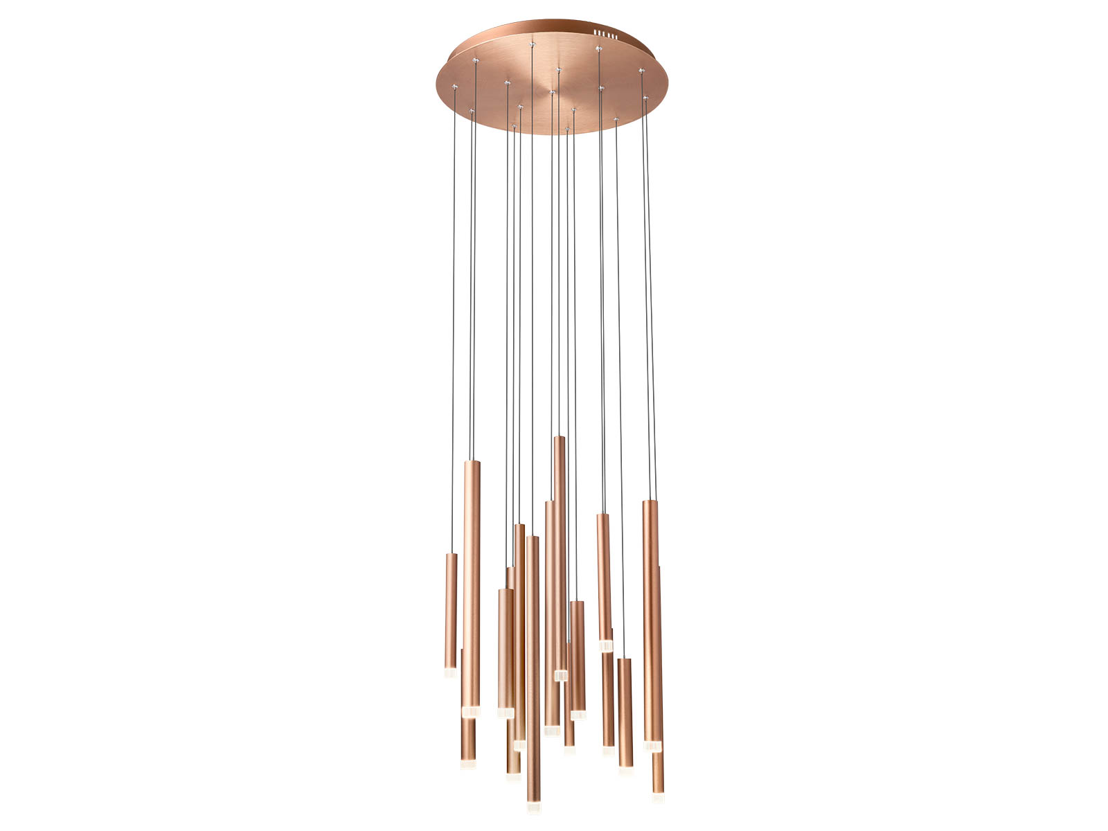 Závěsné LED svítidlo Madison saténová měď 16L, 64W, 3000K, 300cm