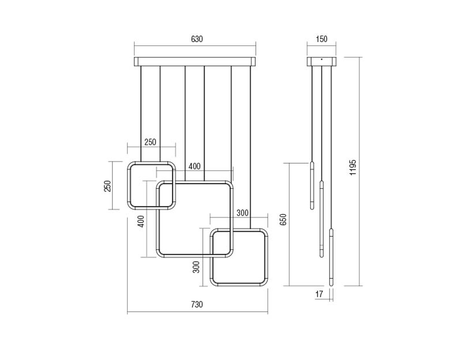 Závěsné LED svítidlo stmívatelné Thai pískově černá, 54W, 3000K, 73cm