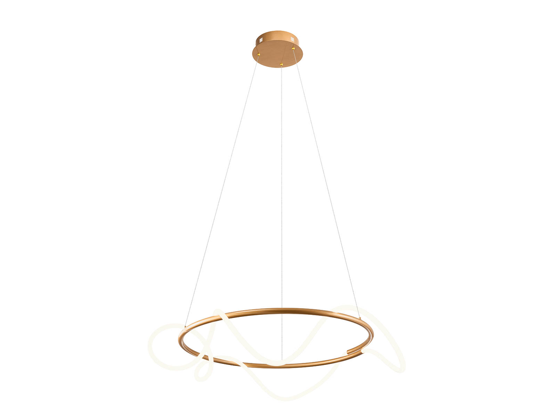 Závěsné LED stmívatelné svítidlo Corral matně zlaté, 32W, 3000K, ø65cm