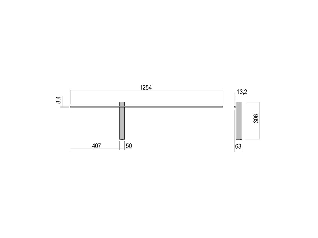 Nástěnné LED svítidlo Tangent pískově bílé, 14W, 3000K, 125cm