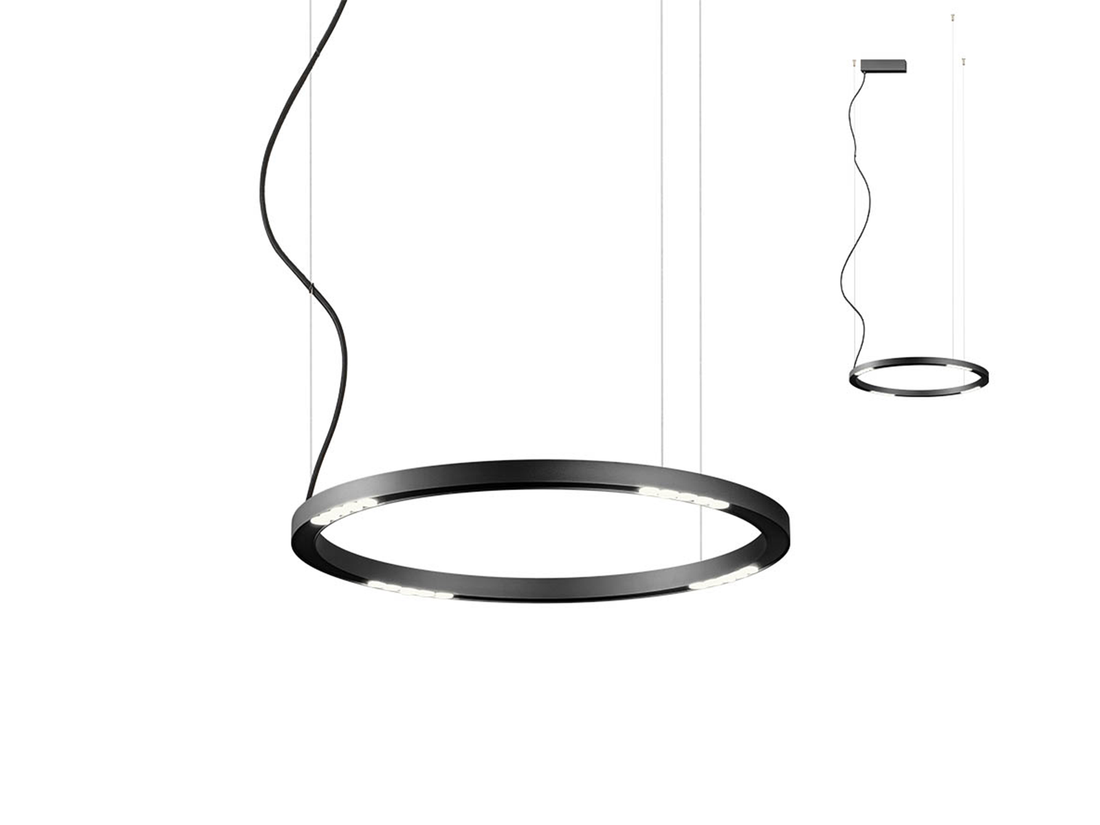 Závěsné LED svítidlo Union pískově černé, 34W, 3000K, ø60cm