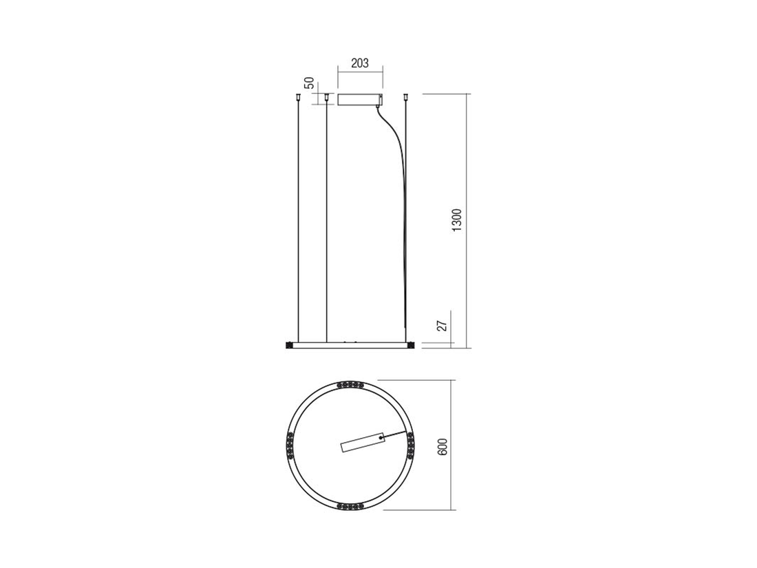 Závěsné LED svítidlo Union pískově černé, 34W, 3000K, ø60cm