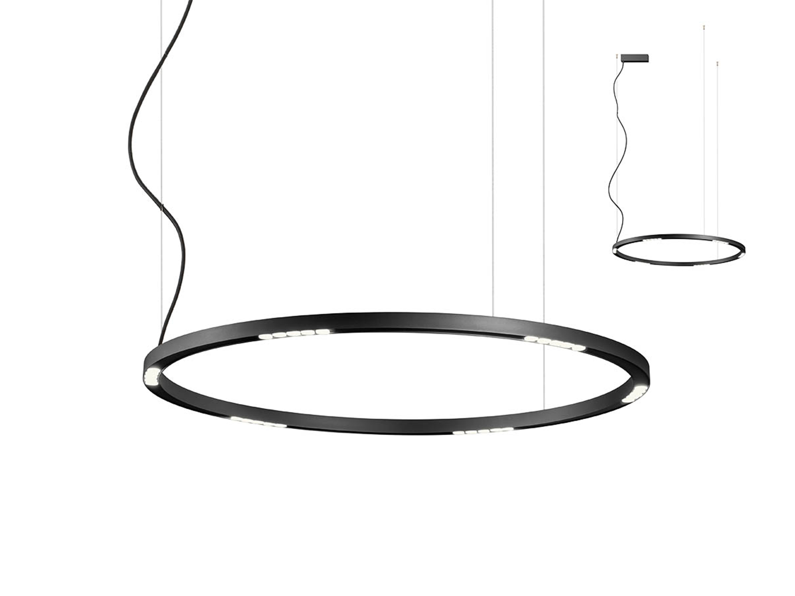 Závěsné LED svítidlo Union pískově černá, 50W, 3000K, ø90cm