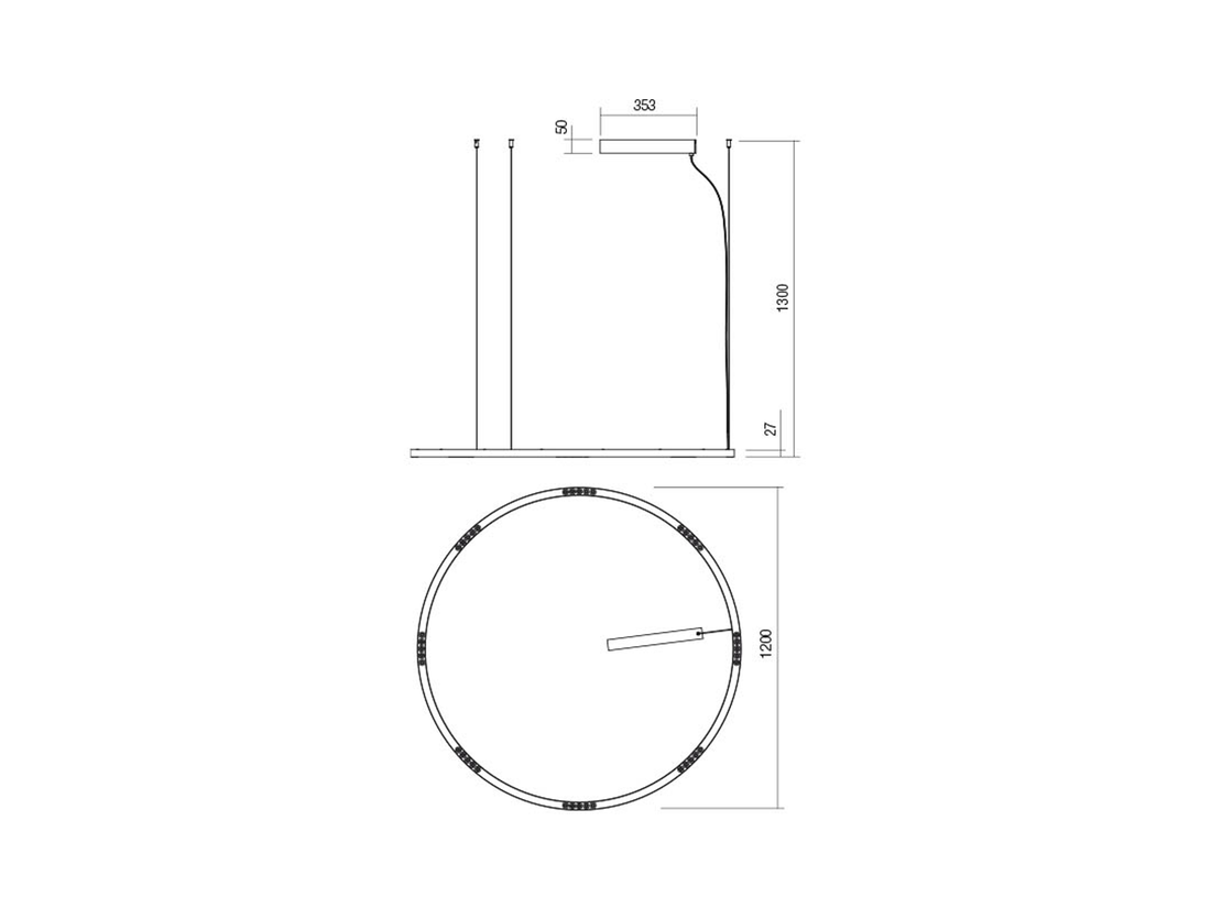 Závěsné LED svítidlo Union matně zlatá, 68W, 3000K, ø120cm